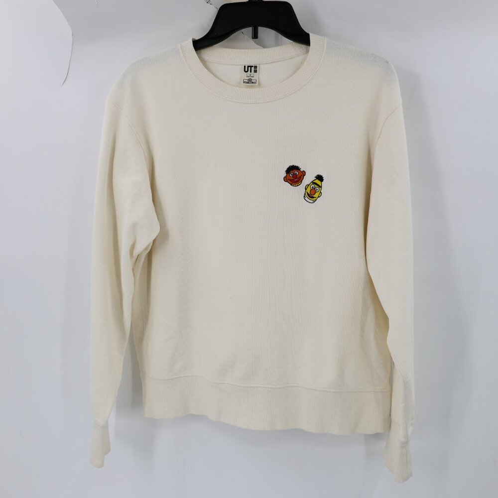 KAWS x Uniqlo x Sesame Street Sweatshirt Mens Small Bert & Ernie Heads Crewneck